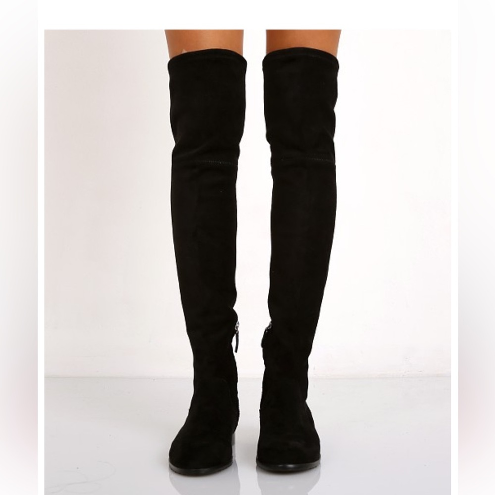 Dolce Vita Neely Over The Knee Stretch Suede Boots Heel Black Sz 6 barely worn!